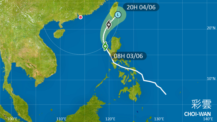 Badai Tropis CHOI WAN Telah Memasuki 800KM Wilayah Hong Kong. Namun Tidak Membawa Bahaya Bagi Hong Kong